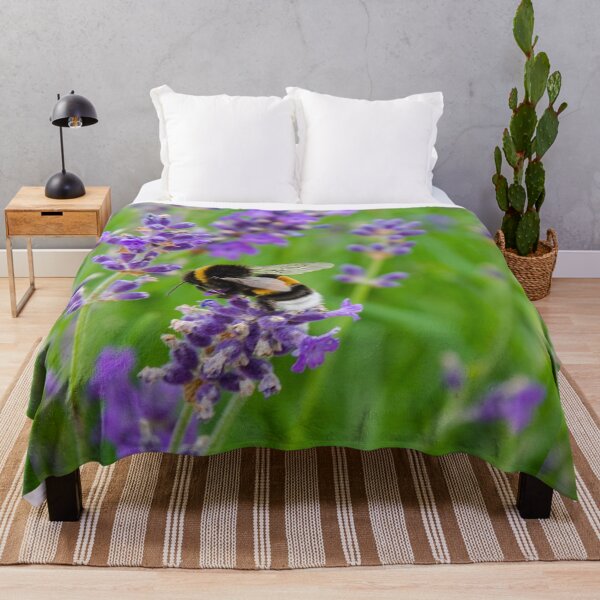 Item preview, Lavender Flowers Bumblebee. Cute Wild Purple Lavender Floral Botanical Garden Print designed and sold by silviaol.