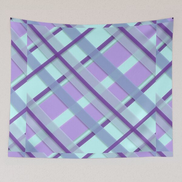 Item preview, Abstract Mixed Color Plaid Stripes Pattern Purple, Lavender, Blue Stripes Pattern designed and sold by silviaol.