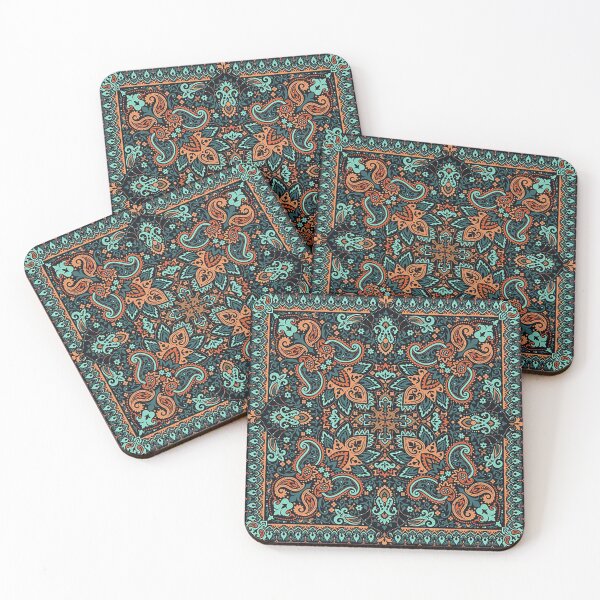 Item preview, bandana,blue and brown bandana,henna pattern,middle eastern pattern,persian rug,etherial,spriritual,meditation,aromatherapy designed and sold by Nostrathomas66.