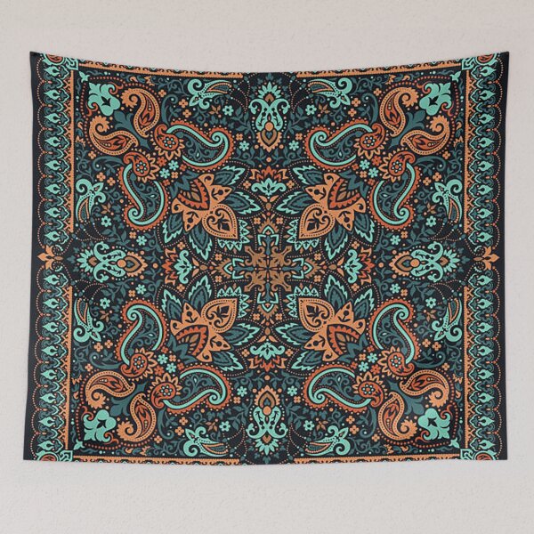 Item preview, bandana,blue and brown bandana,henna pattern,middle eastern pattern,persian rug,etherial,spriritual,meditation,aromatherapy designed and sold by Nostrathomas66.