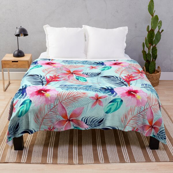 Item preview, Hawaii Tropical Exotic Green Leaves with Hibiscus Flowers Pattern, Tropical Leaves and Flowers Pattern designed and sold by silviaol.