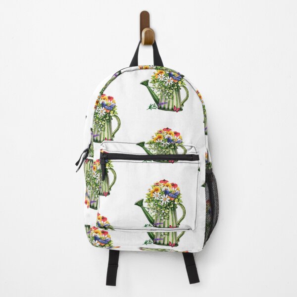 Item preview, Watercolor Gardening Can with Flowers. Cute Garden Green Can, Bird, Butterfly designed and sold by silviaol.