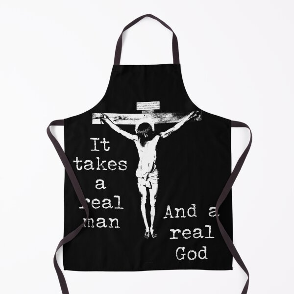 Item preview, It takes a real man Crucifix with Jesus Christ black and white And a real God designed and sold by Brasilia.