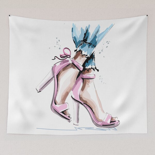 Item preview, Pink High Heels with Jeans Fashion Drawing  designed and sold by Dollfacedesign.