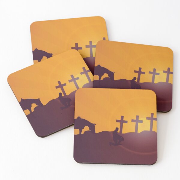 Item preview, Cowboy Kneeling in Prayer in front of Crosses at Sunrise  designed and sold by squalkerTee.