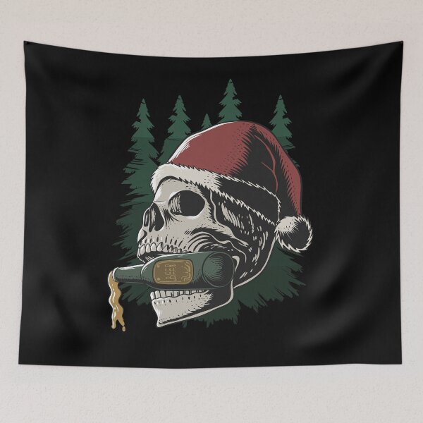 Item preview, About Skull Biting Beer Bottle Merry Christmas designed and sold by angelusdark.