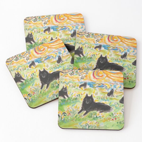 Item preview, A field of lounging Schipperkes designed and sold by artbyangie.