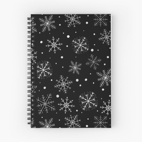 Item preview, Silver glittery snowflakes on black background  designed and sold by KRJ Design.