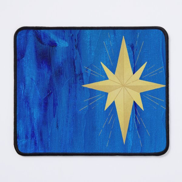 Item preview, Liturgical Blue painted background with an off-center golden star of Bethlehem designed and sold by CheekyGrace.