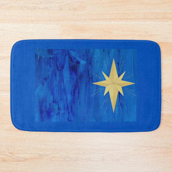 Item preview, Liturgical Blue painted background with an off-center golden star of Bethlehem designed and sold by CheekyGrace.