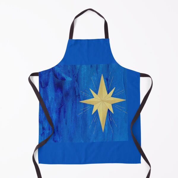 Item preview, Liturgical Blue painted background with an off-center golden star of Bethlehem designed and sold by CheekyGrace.