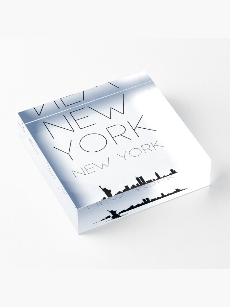 Alternate view of New York New York black and white city skyline Acrylic Block