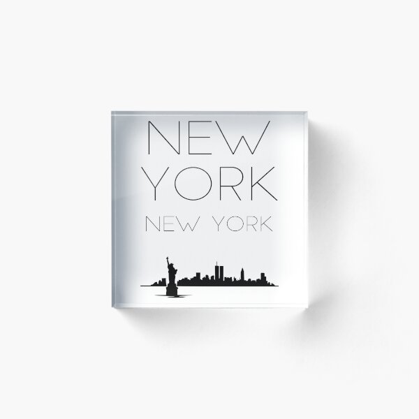 New York New York black and white city skyline Acrylic Block