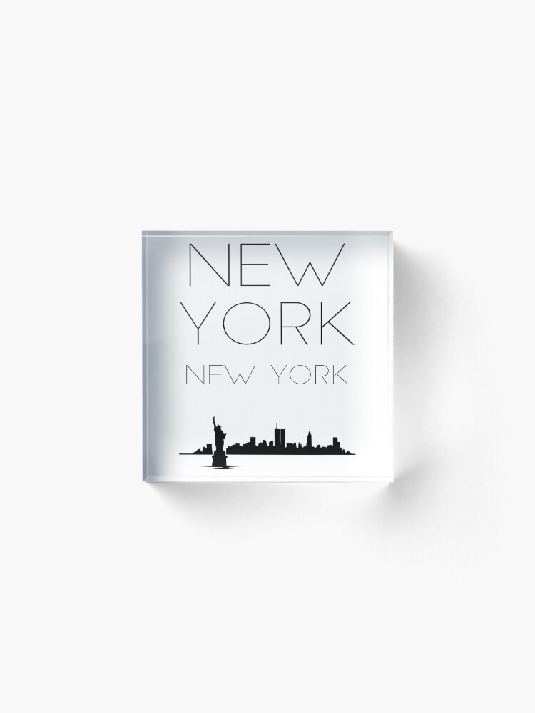 Alternate view of New York New York black and white city skyline Acrylic Block