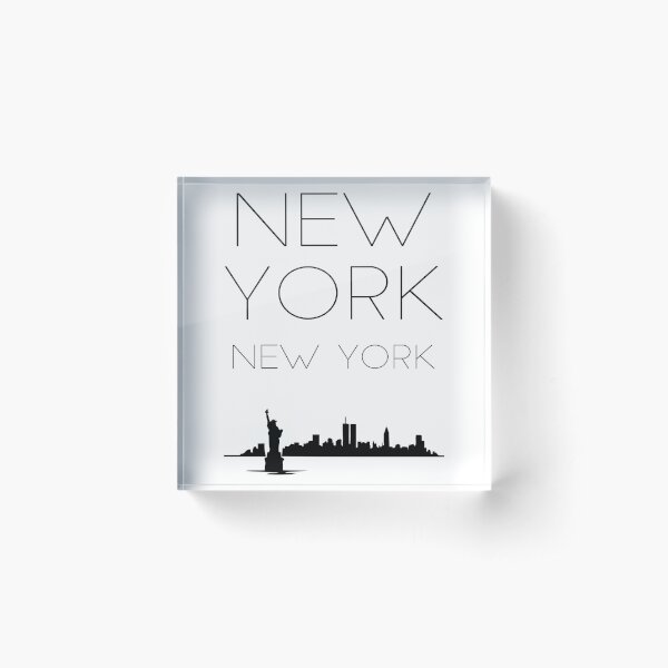 New York New York black and white city skyline Acrylic Block