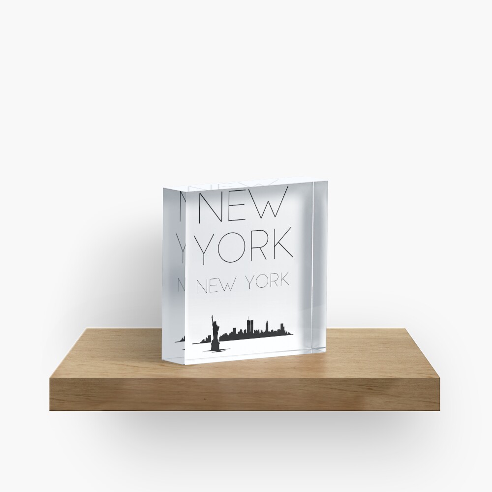 New York New York black and white city skyline Acrylic Block