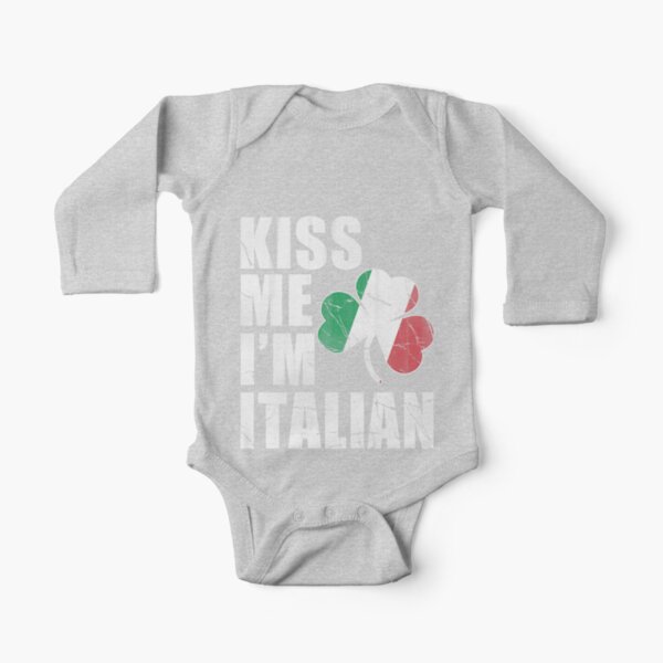Kiss Me Im Italian Long Sleeve Baby One-Piece
