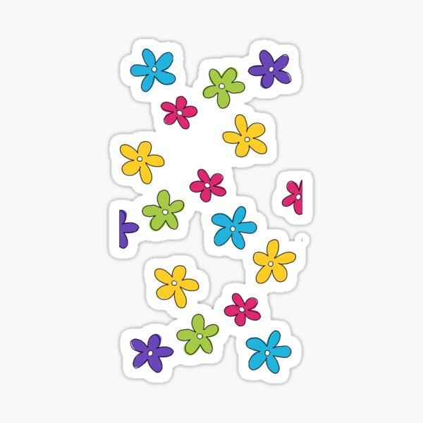 "minimal colorful flowers " Sticker