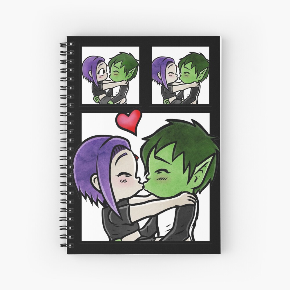 Beast Boy and Raven Comic Panel Kiss