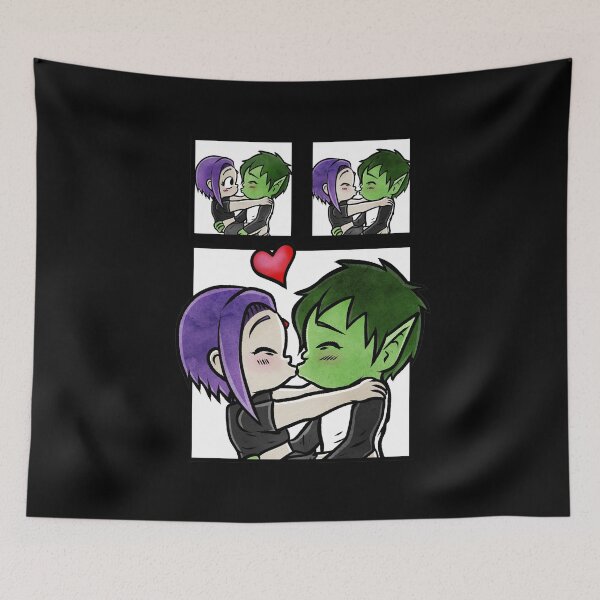 Item preview, Beast Boy and Raven Comic Panel Kiss designed and sold by CryptidArt.