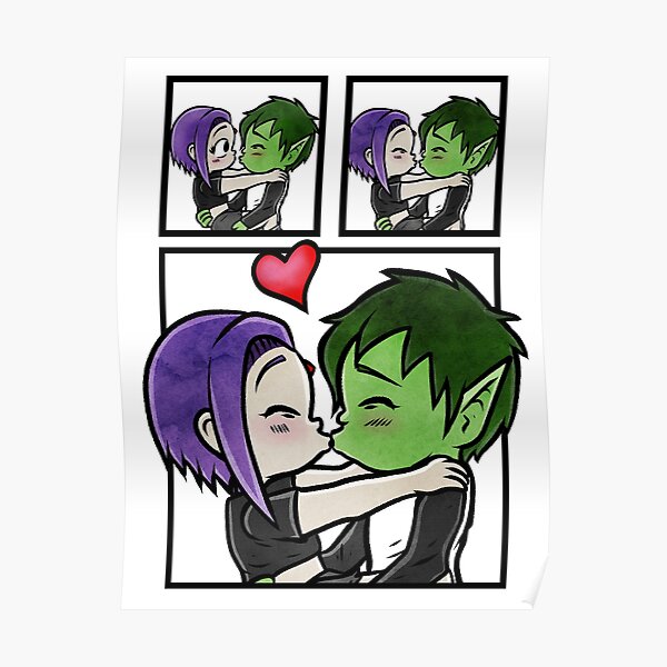 rae Blanket Snuggles Beast Boy And Raven Poster For Sale By Cryptidart Redbubble