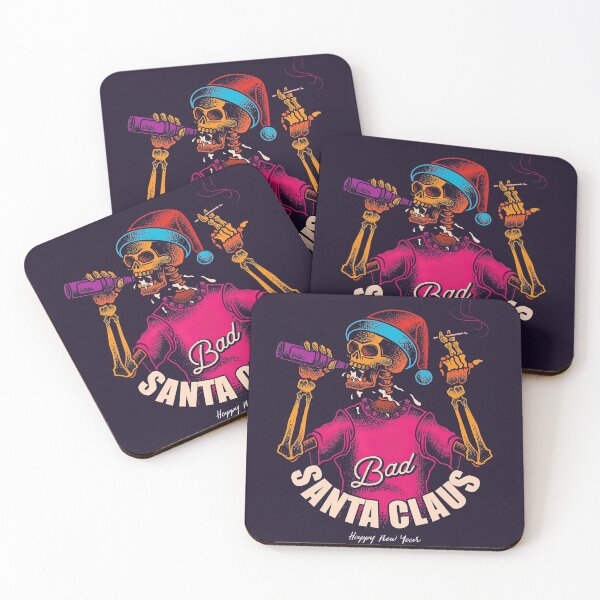 Item preview, Skeleton of Santa Claus with a bottle of beer and a cigarette in his hands, Santa Claus Skull designed and sold by graphic-genie.