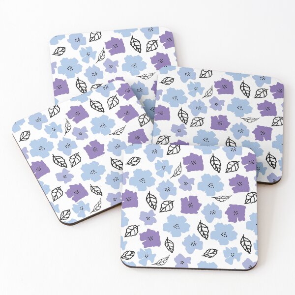 Item preview, Purple flowers with leaves on white background designed and sold by darshants.