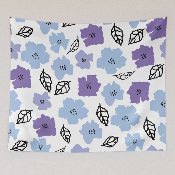 Item preview, Purple flowers with leaves on white background designed and sold by darshants.