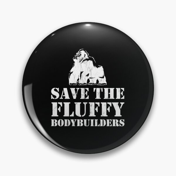 Item preview, retro funny gorilla i save the fluffy bodybuilders print designed and sold by rewostex70.