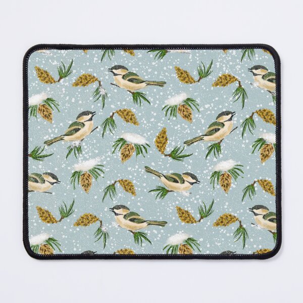 Item preview, Snowy pinecones and birds - sky blue designed and sold by Amilia Korre.