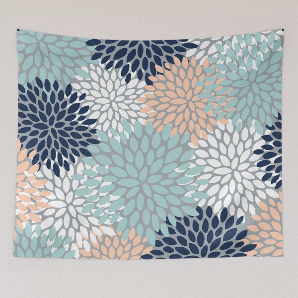 Item preview, Floral Bloom, Navy, Peach, Aqua, Gray designed and sold by meggydesigns.