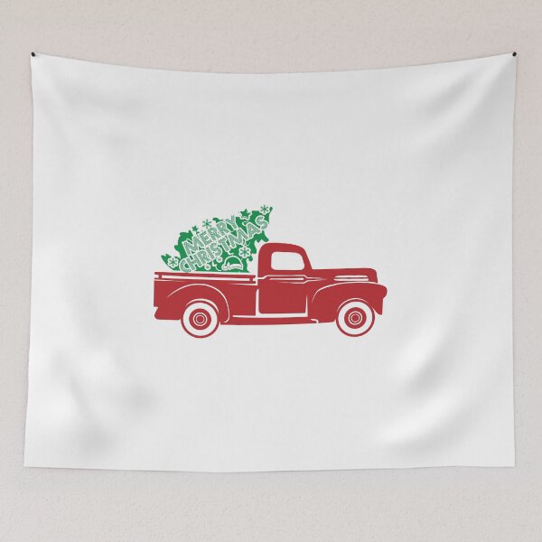 Item preview, Red pickup with Christmas tree | Christmas T-shirt | X-mas track with tree designed and sold by Billium Halder.