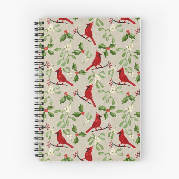 Item preview, Cardinals, holly and mistletoe, an old fashioned Christmas - linen designed and sold by Amilia Korre.