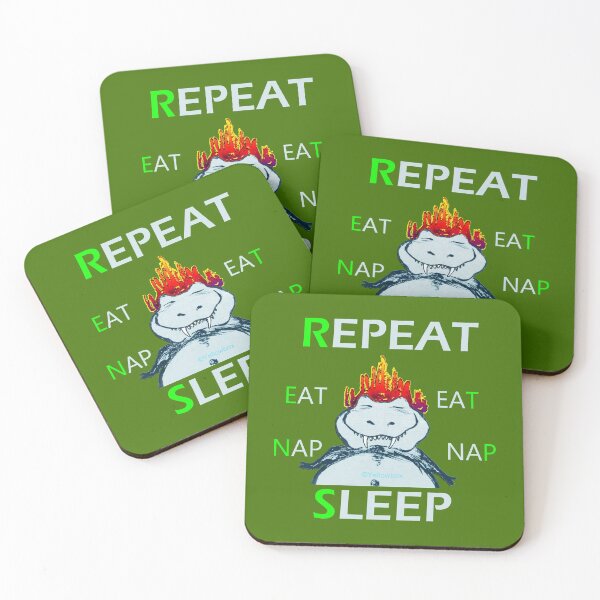 Item preview, Repeat Eat Nap Sleep - Yellowbox ink painting designed and sold by twyellowbox.