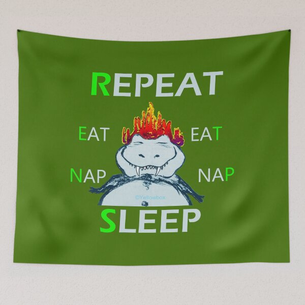Item preview, Repeat Eat Nap Sleep - Yellowbox ink painting designed and sold by twyellowbox.