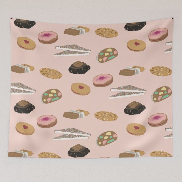 Item preview, Kiwiana snack time pattern in pink designed and sold by JJWard.