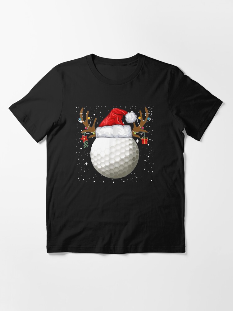 Disover Funny Golf Reindeer Santa Hat Christmas Holiday Essential T-Shirt