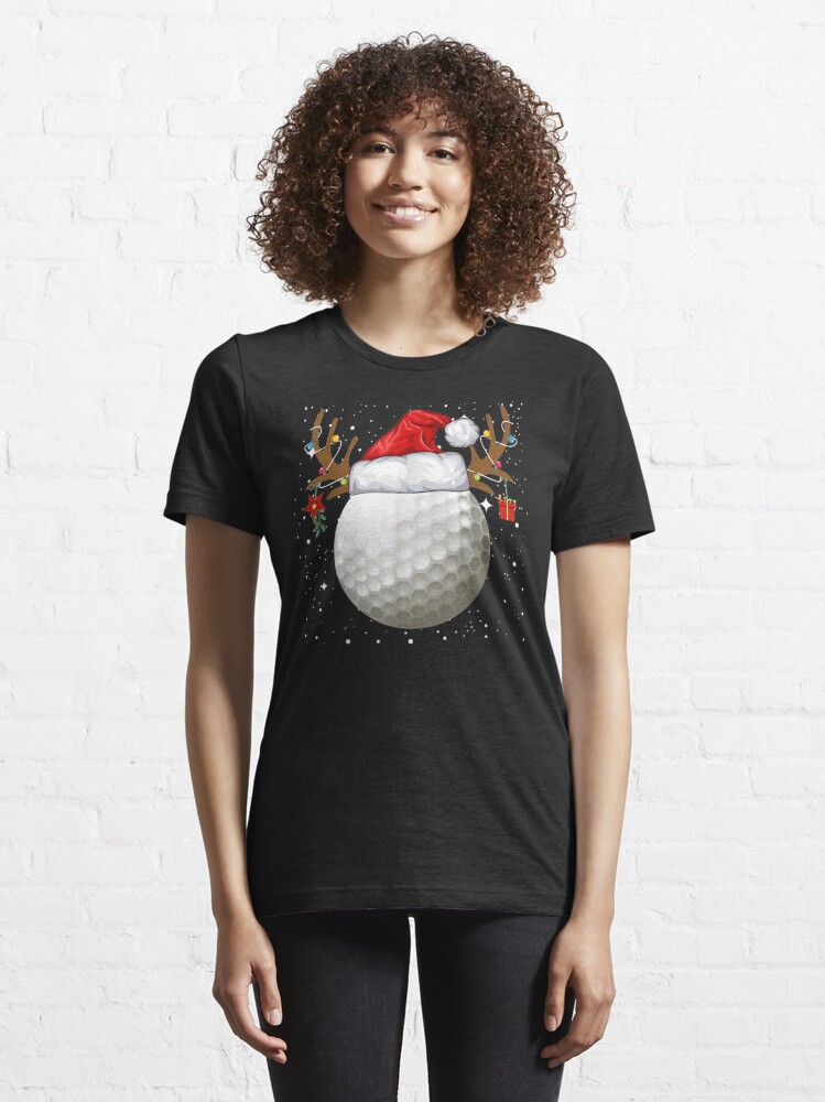 Discover Funny Golf Reindeer Santa Hat Christmas Holiday Essential T-Shirt
