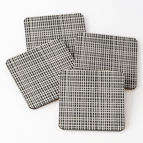 Item preview, Irregular Grid Pattern Black and Almond Cream designed and sold by kierkegaard.