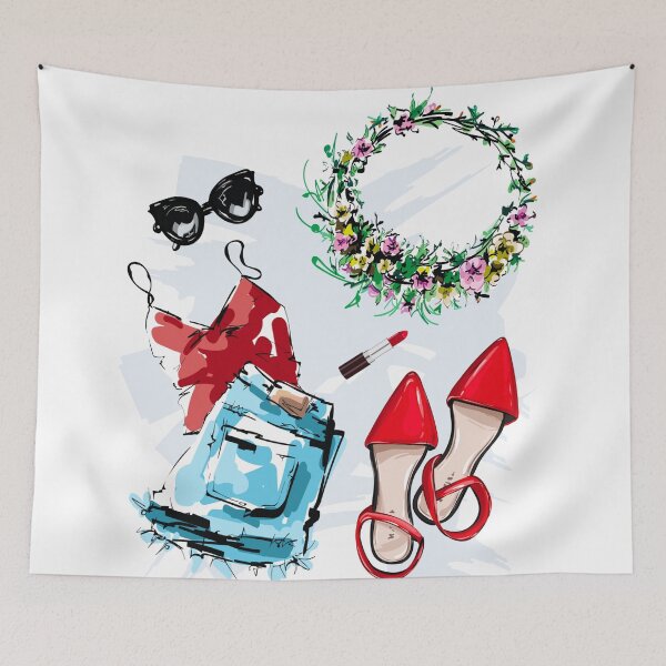 Item preview, Fashion Flat Lay Illustration  designed and sold by Dollfacedesign.