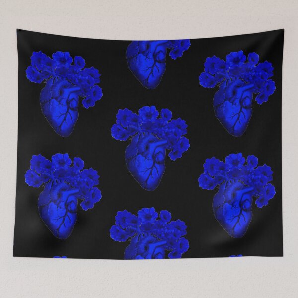 Item preview, Human heart color blue with crown flowers blood blue designed and sold by Collagedream.