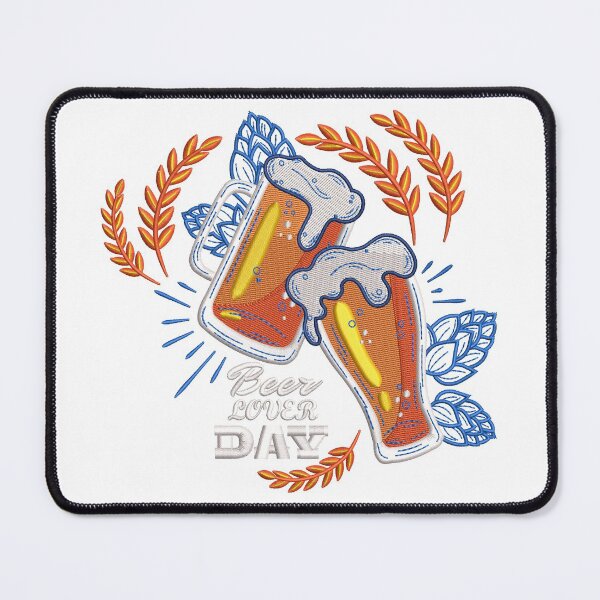 Aperçu de l'œuvre Conception de broderie de T-shirt de jour d'amant de bière, conception de broderie de machine, conception de broderie en ligne, conception de broderie numérisée créée et vendue par Cre8iveSkill.