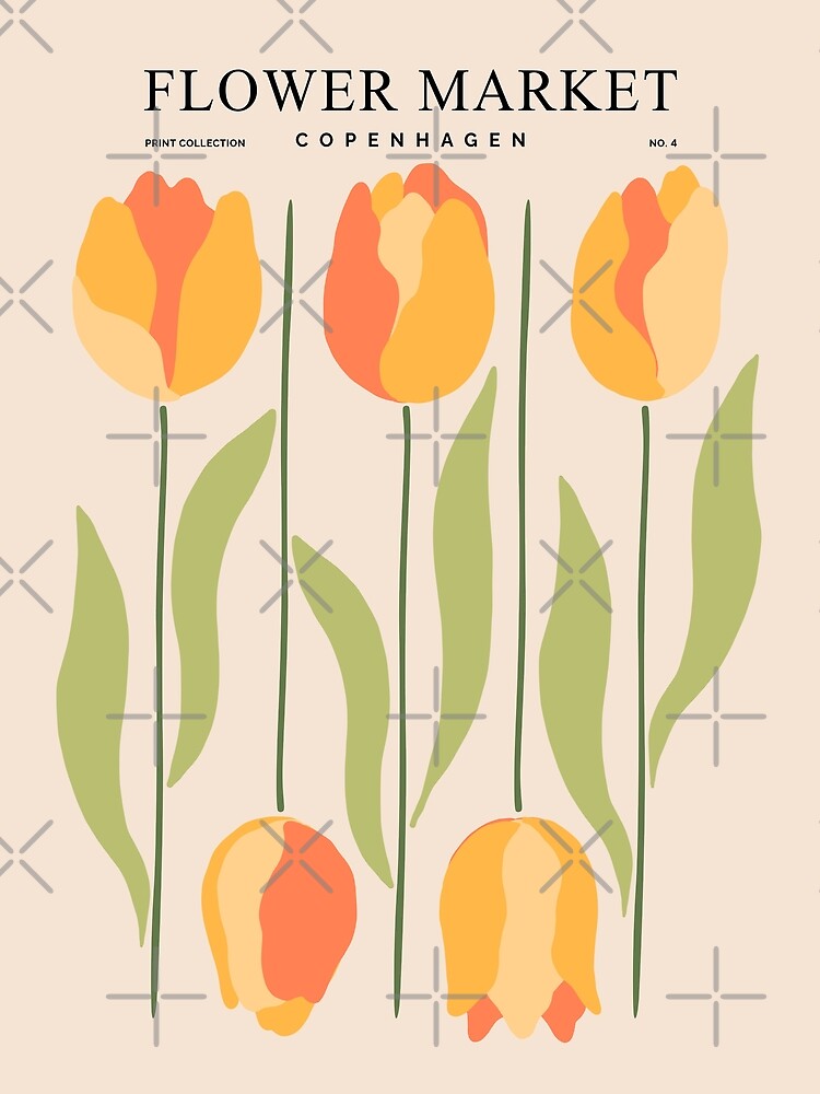 Flower market poster, Copenhagen, Posters aesthetic, Flower art