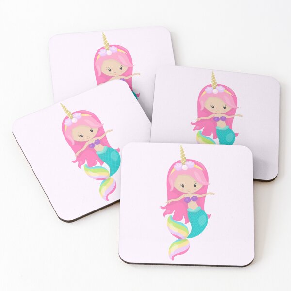 Item preview, Rainbow Mermaid Unicorn Wannabe Hot Pink Cute Chibi Girl Mermaid Tail designed and sold by Simplyy  Unique.