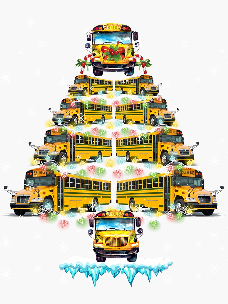 "School Buses Christmas Tree Back To School" Sticker for Sale by Daniel3006 Redbubble