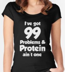 Funny Vegan Design - 99 Problems & Protein Women's Fitted Scoop T-Shirt