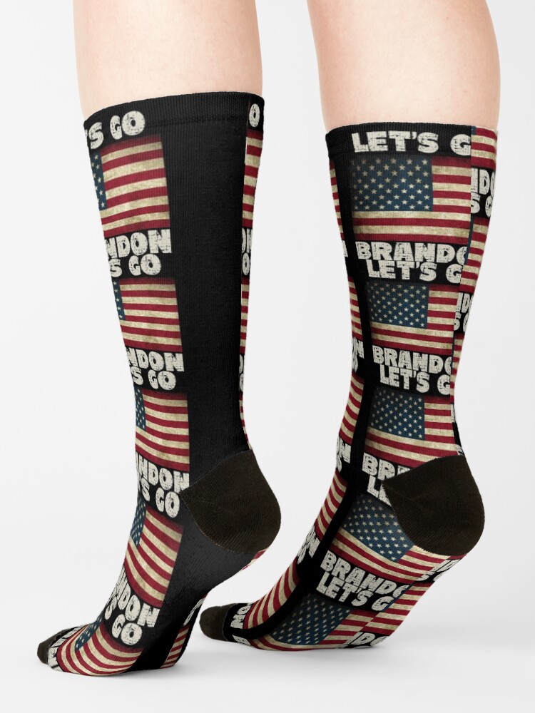 Alternate view of Let's Go Brandon American Grunge Flag Impeach Biden Socks