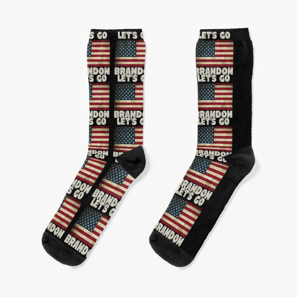 Let's Go Brandon American Grunge Flag Impeach Biden Socks
