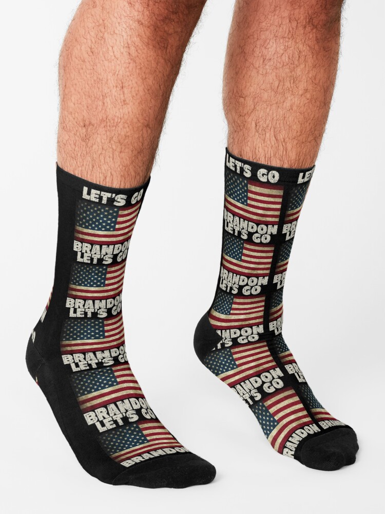 Alternate view of Let's Go Brandon American Grunge Flag Impeach Biden Socks