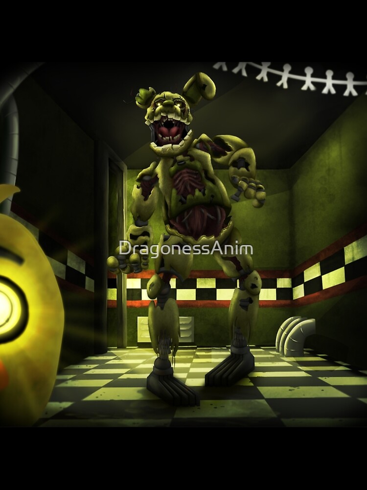 Springtrap sat in chair (white outline) Poster for Sale by DragonessAnim